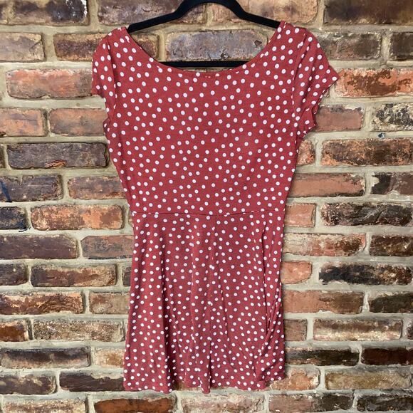 Cotton:On Rust Brown Polka Dot Short Sleeve Mini Dress Women's Size Medium - Picture 5 of 5